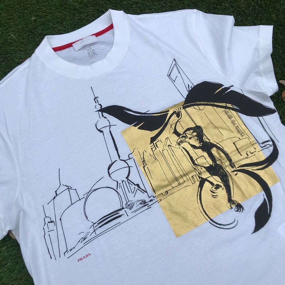 Prada milano mens Tshirt 2016 Chinese new year